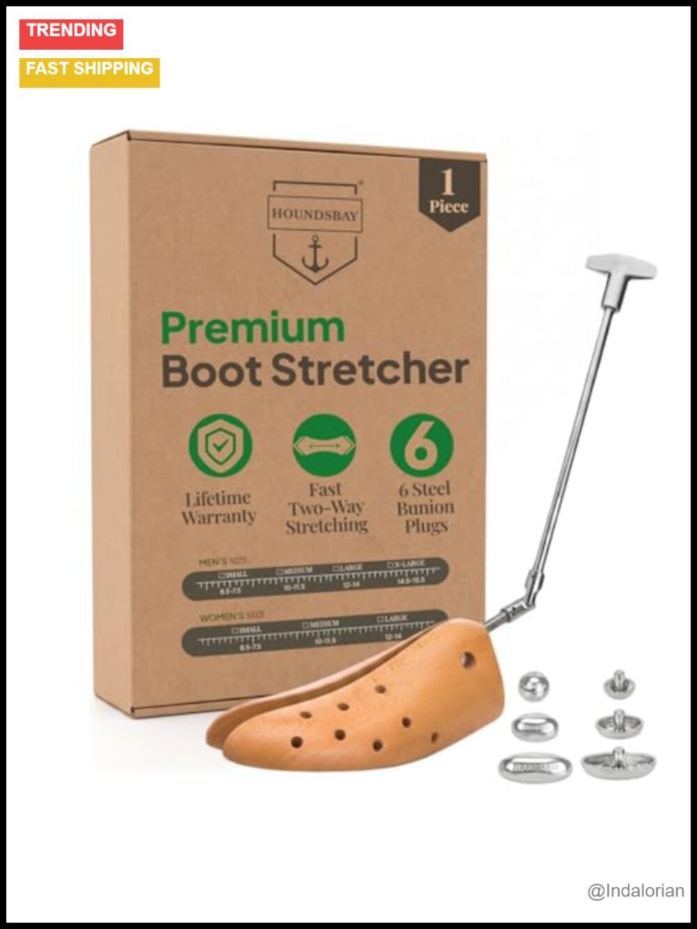 HOUNDSBAY Boot Stretcher Metal Beech Wood Adjustable Boot Expander